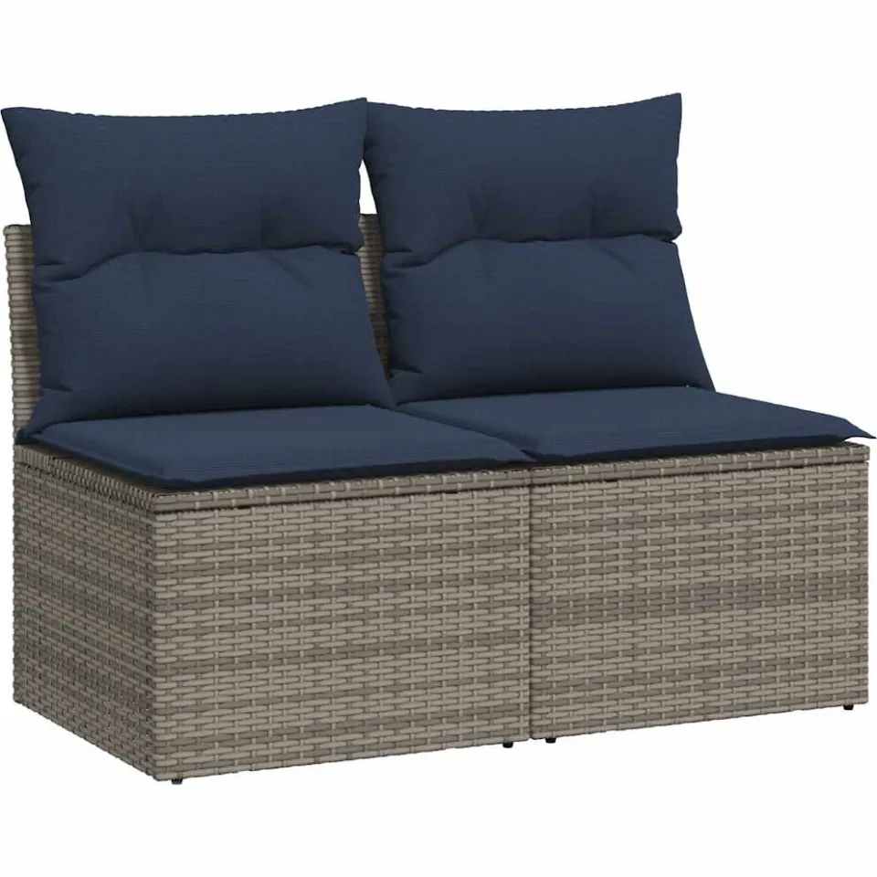 vidaXL 2-delige Loungeset met kussens poly rattan acacia grijs