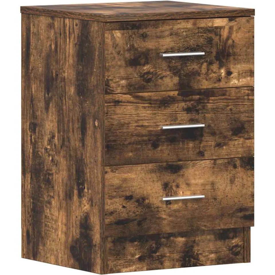 vidaXL Nachtkastje 38x35x56 cm bewerkt hout gerookt eikenkleurig Bruin