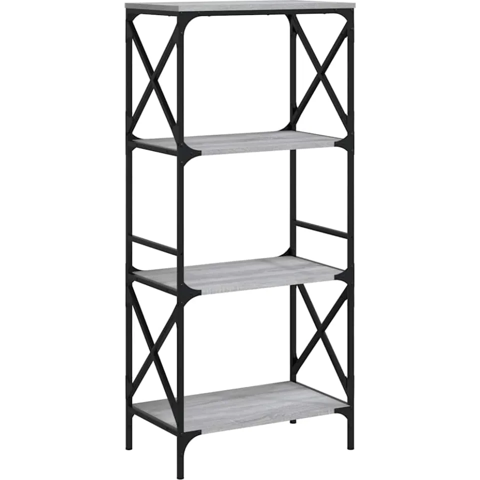 vidaXL Boekenkast 4-laags 59x35x132 cm bewerkt hout grijs sonoma eiken, foto 3