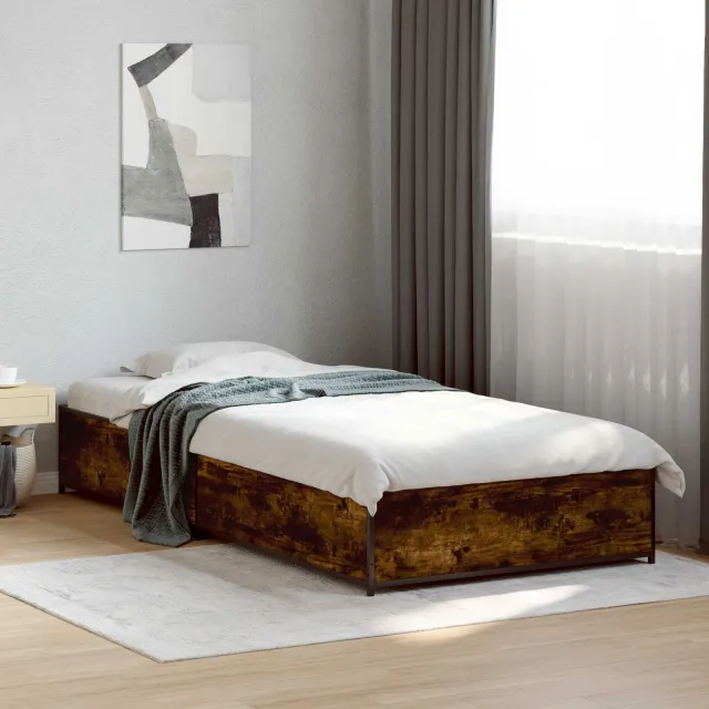 vidaXL Bedframe Gerookt eiken 80 x 200 cm Bewerkt hout Bruin