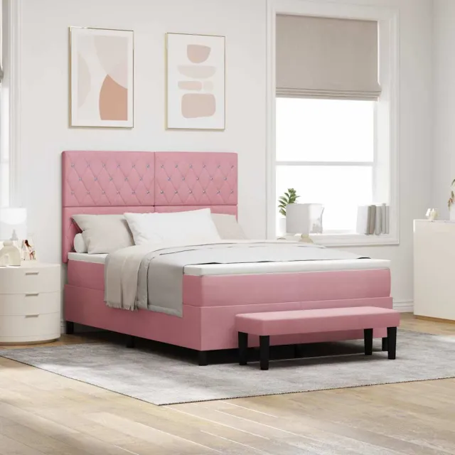 vidaXL Boxspring bed met hoofdeinde Roze 200 x 160 cm Fluweel
