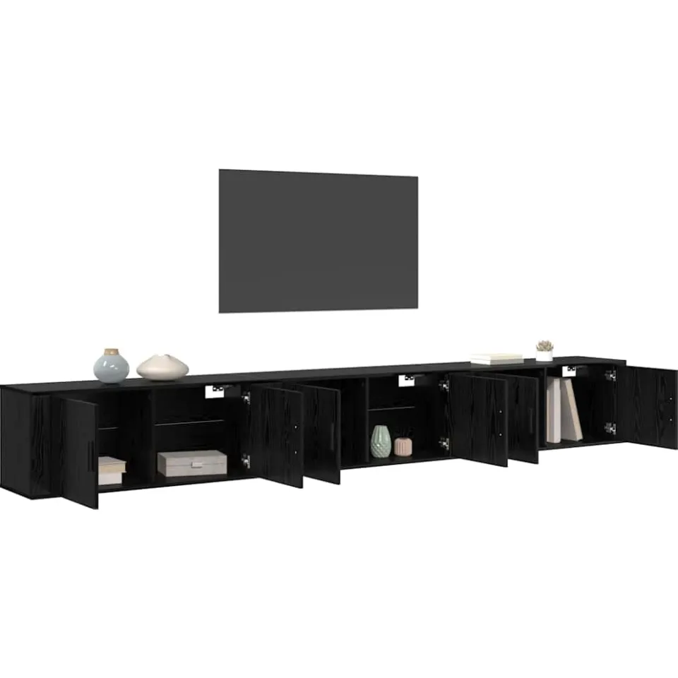 vidaXL Wandtv-kast Set 3 st 100 x 34,5 x 40 cm Zwart Eiken