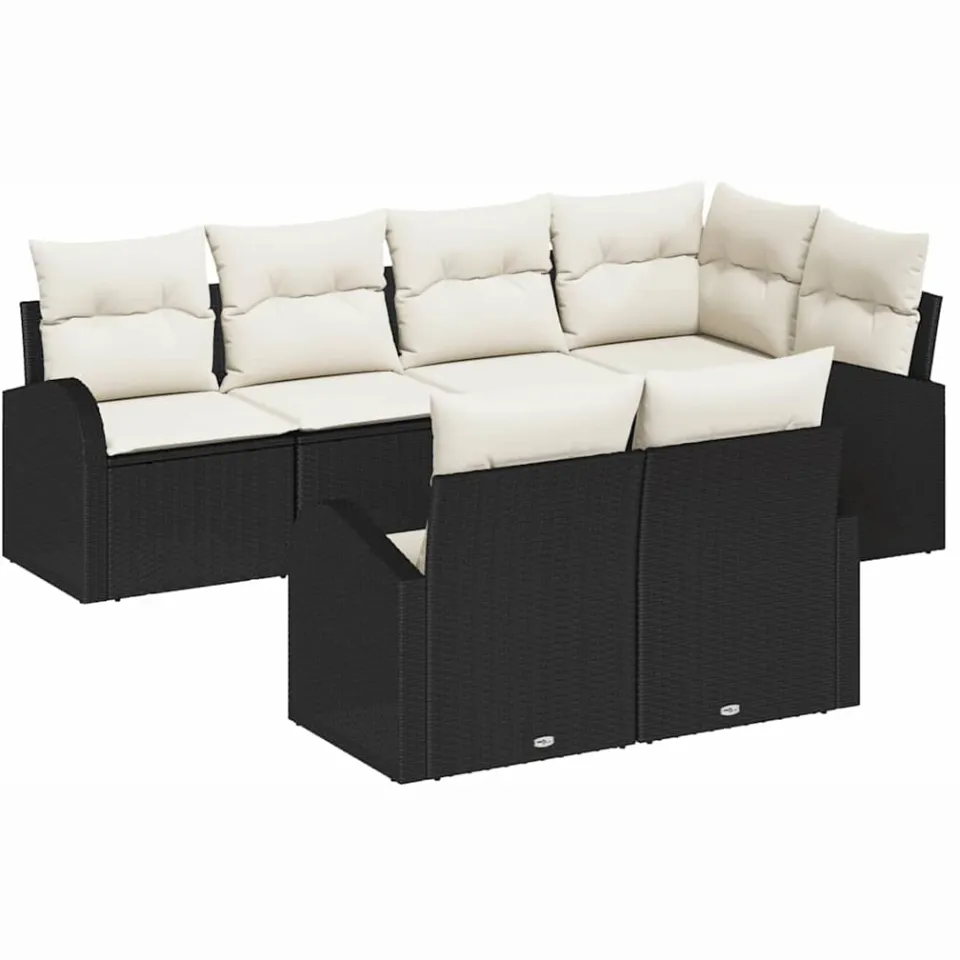 vidaXL Tuin Sofa Set Zwart poly rattan