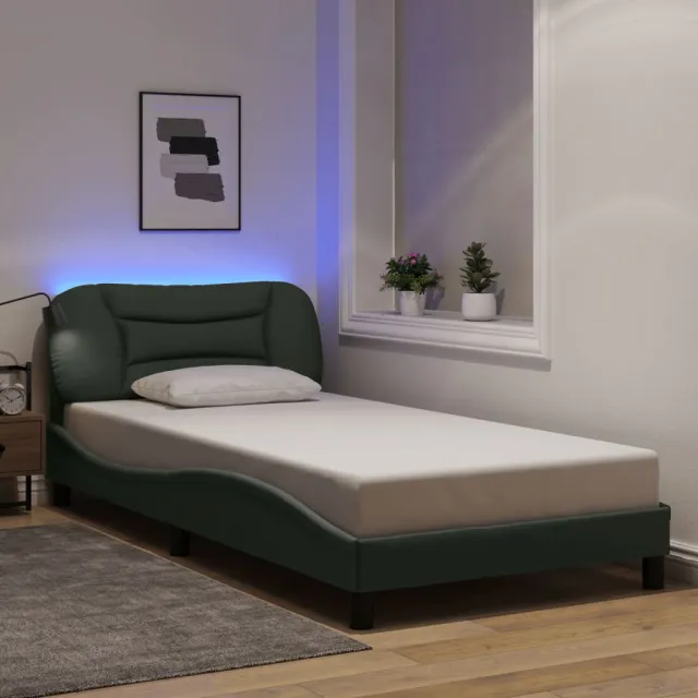 vidaXL Bedframe met LED zonder matras "Hvar" 100x200 cm stof donkergrijs