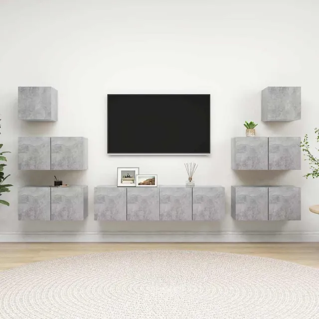 vidaXL 8-delige Tv-meubelset bewerkt hout betongrijs grijs, foto 2