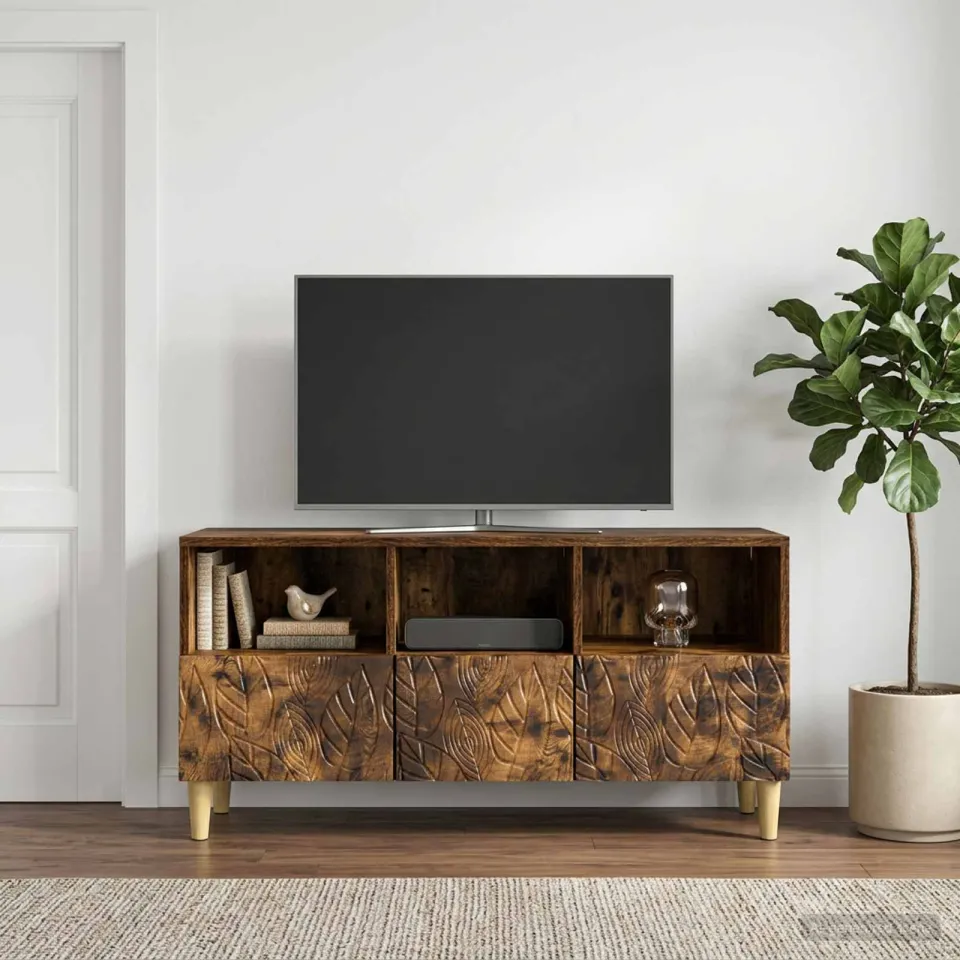 vidaXL TV-kast 102 x 34,5 x 50 cm Gerookt eiken Bewerkt hout, foto 2