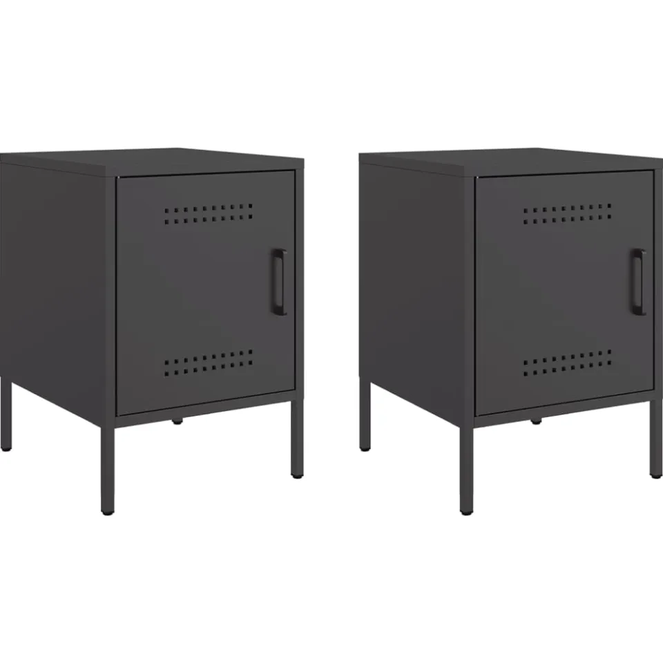 vidaXL Nachtkastjes 2 st 36x39x50,5 cm staal zwart