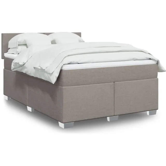 vidaXL Boxspring met matras stof taupe 140x190 cm