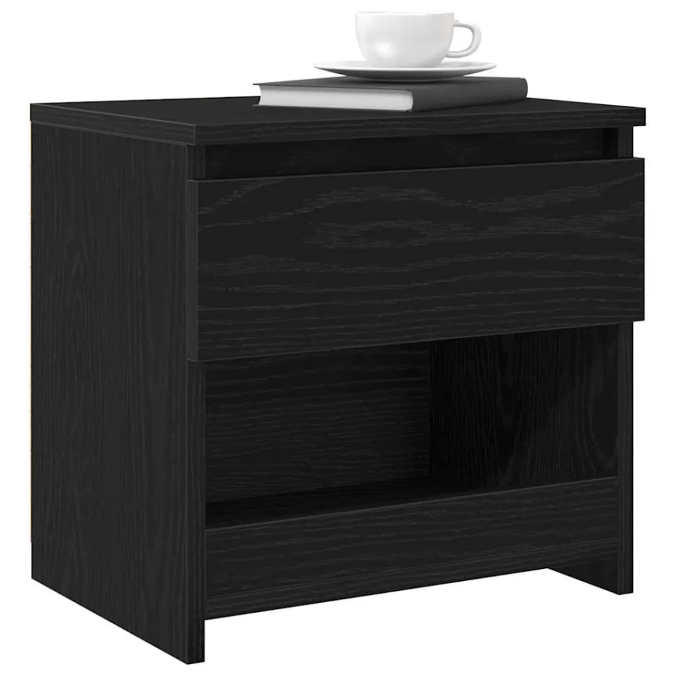 vidaXL Nachtkastje 2 st Zwart Eiken 40 x 30 x 39 cm Bewerkt hout