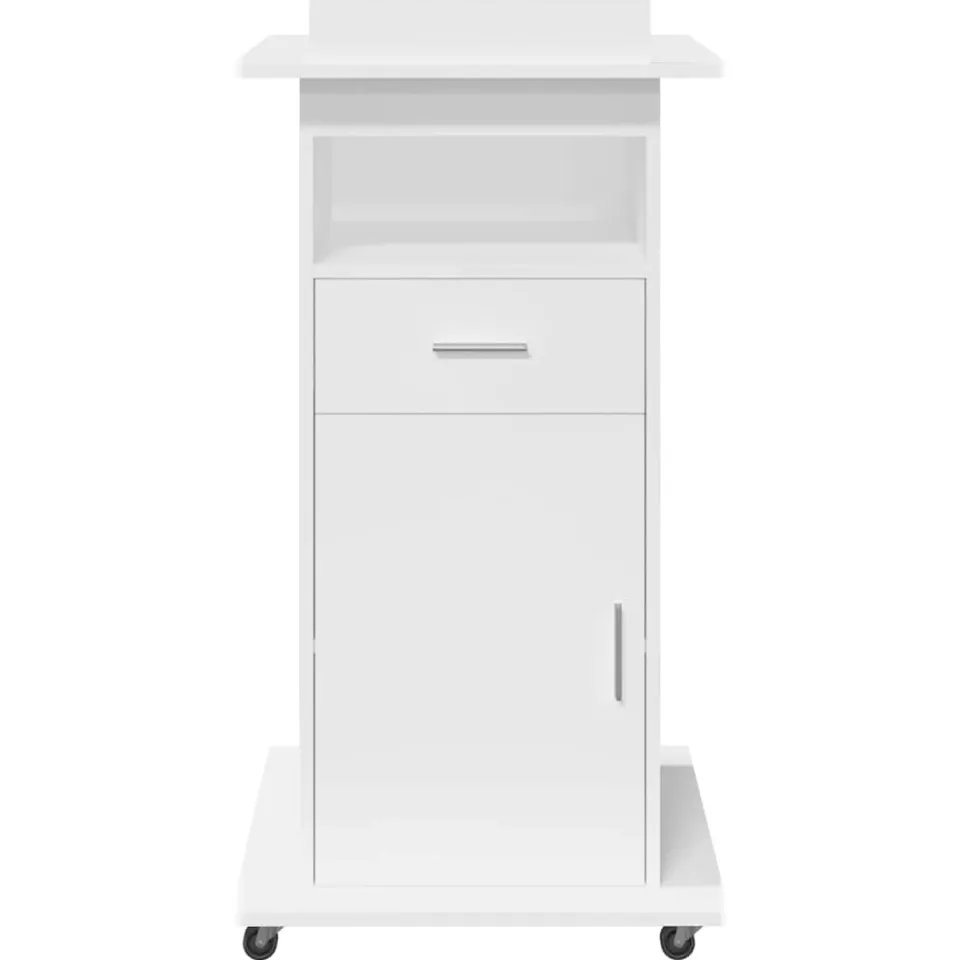 vidaXL Lessenaar met wielen en lade 55x55x107 cm bewerkt hout wit, foto 4