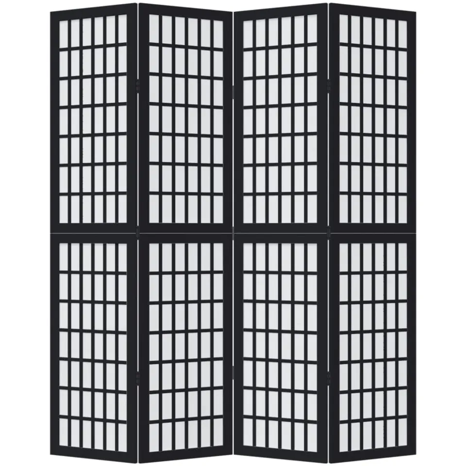 vidaXL Kamerscherm met 4 panelen massief paulowniahout zwart, foto 4