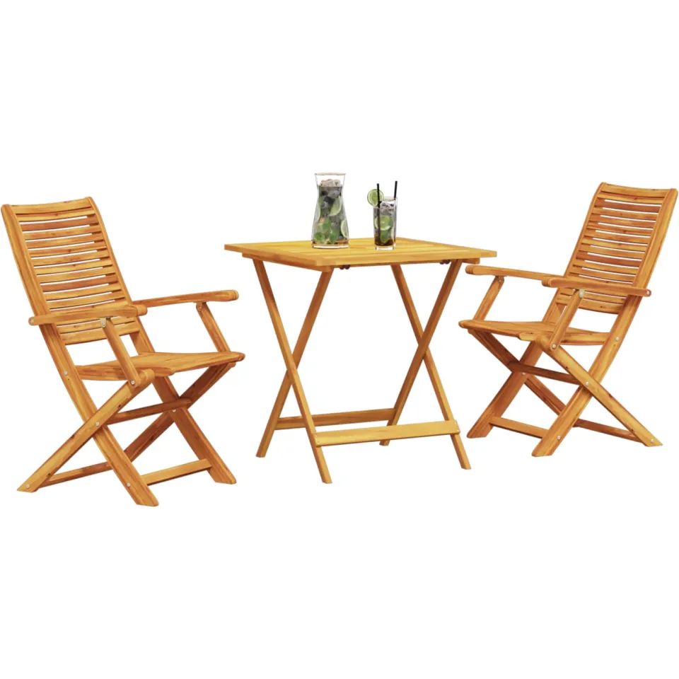 vidaXL Vouw Bistro Set 3 st Bruin Massief Acaciahout