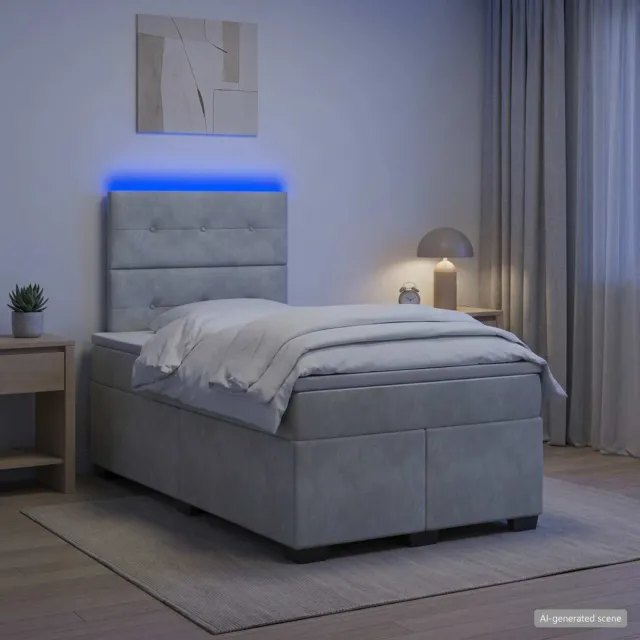 vidaXL Boxspringbed met matras Lichtgrijs 120 x 200 cm Fluweel