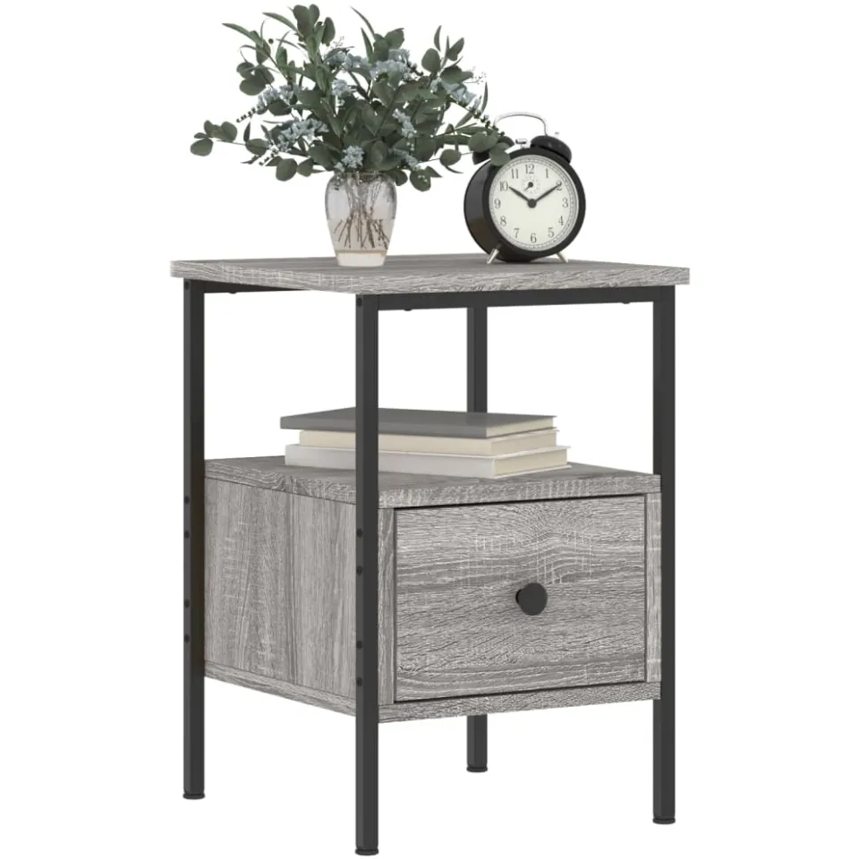 vidaXL Nachtkastjes 2 st 34x36x50 cm bewerkt hout grijs sonoma eiken