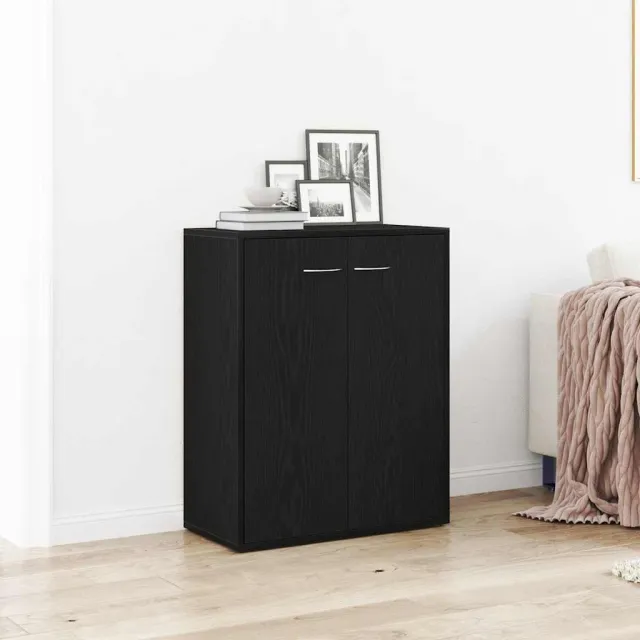 vidaXL Dressoir Zwart Eiken 60x30x75 cm Engineered Wood, foto 2