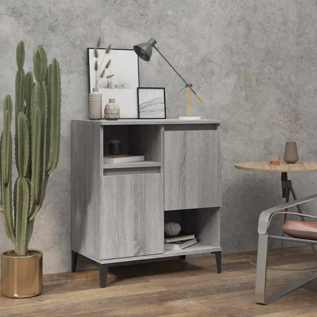 vidaXL Dressoir 60x35x70 cm bewerkt hout grijs sonoma eikenkleurig, foto 2