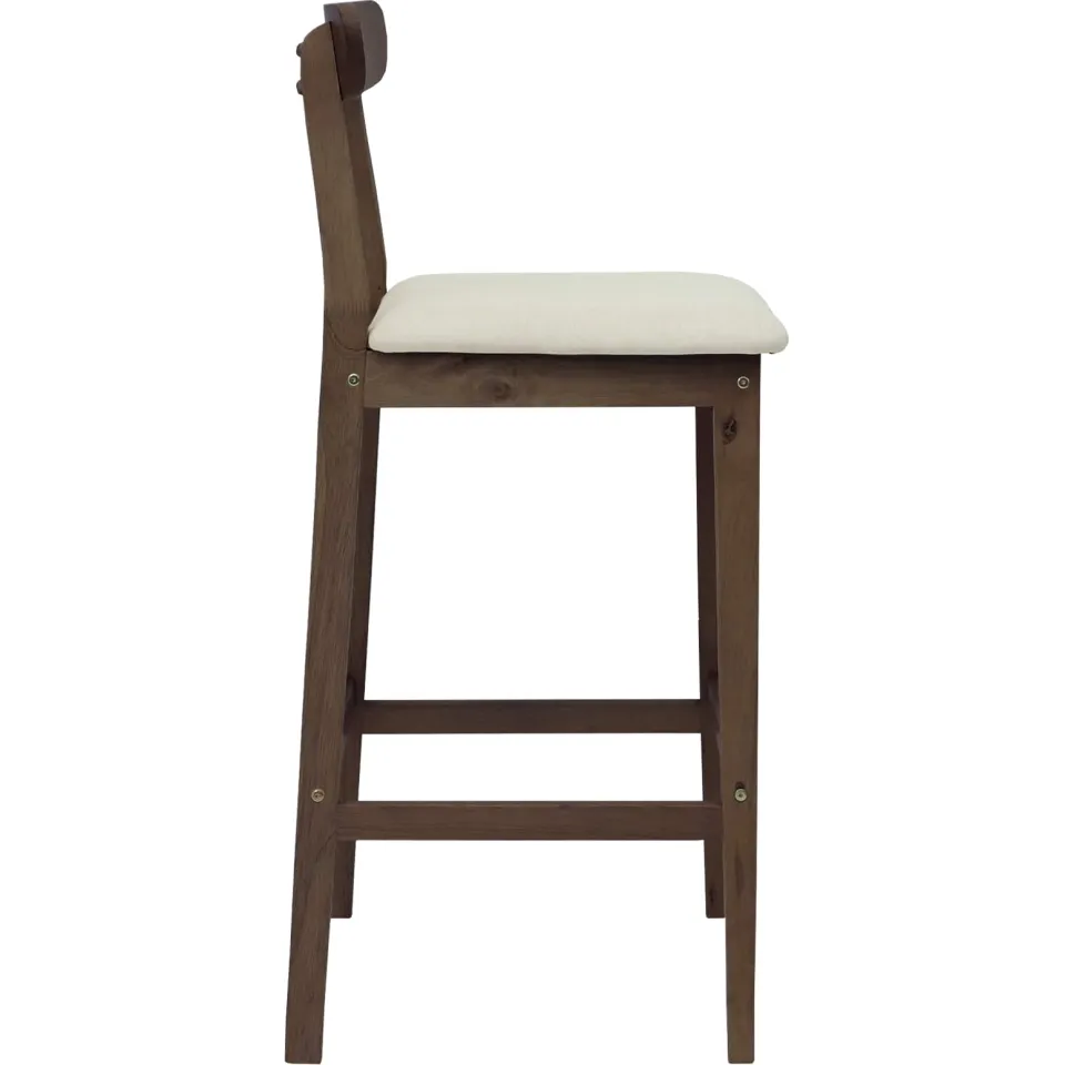 vidaXL Barkruk 2 st Lichtbruin en Beige Massief Rubberhout en Stof