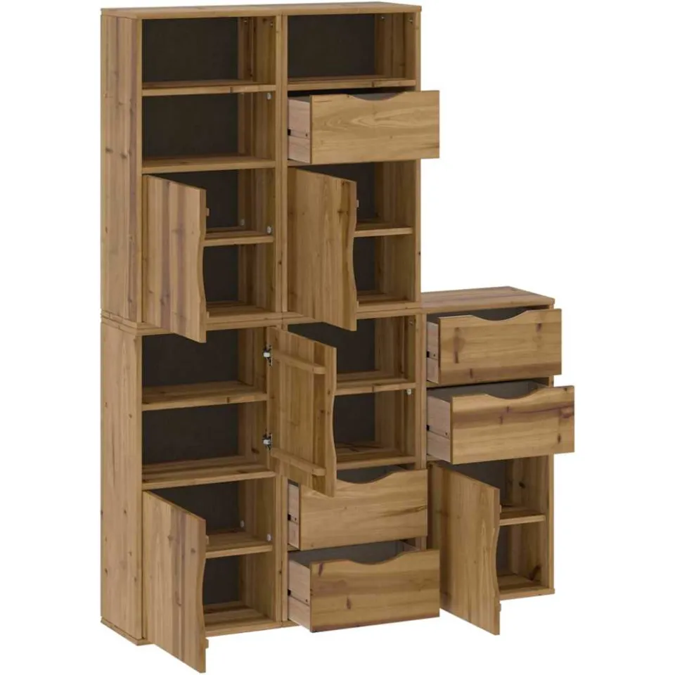 vidaXL Bijzetkasten 5 st "ODDA" 40x24x79 cm massief grenenhout bruin, foto 4