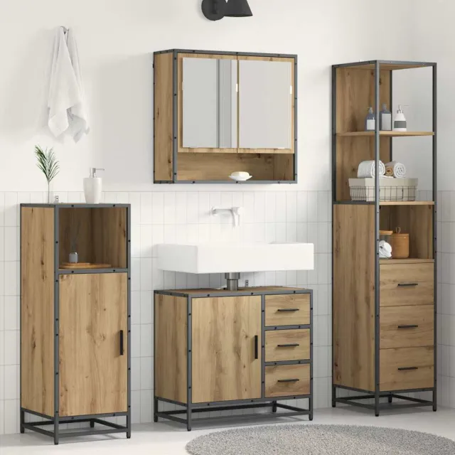 vidaXL Badkamermeubelset 3 st Artisan Eiken Bewerkt hout Bruin