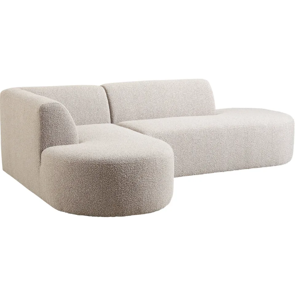 NOUS Living bouclé hoekbank Arles met ronde hoek - beige, foto 2