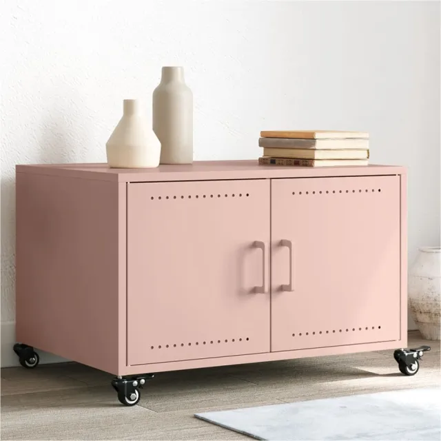 vidaXL Salontafel 68x50x43,5 cm staal roze, foto 2