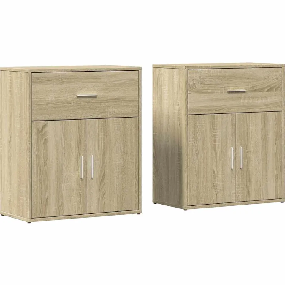 vidaXL Dressoirs 2 st 60x31x70 cm bewerkt hout sonoma eikenkleurig Bruin