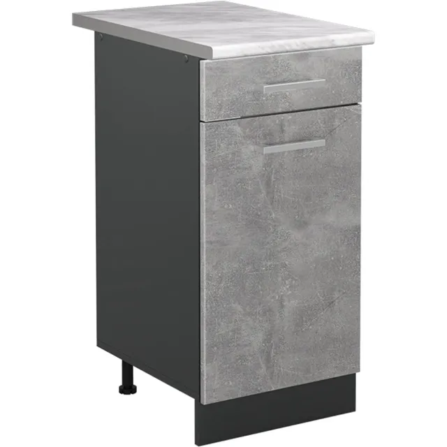 Vicco Keukenonderkast R-Line, Beton/Antraciet, 40 cm marmer werkblad