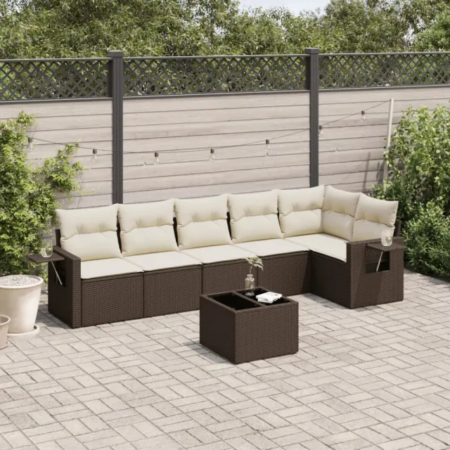 vidaXL 7-delige Loungeset met kussens poly rattan bruin, foto 2