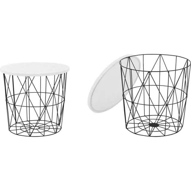 home style Bijzettafel Mariffa 42x41x42 cm breed in wit met zwart Wit,Zwart
