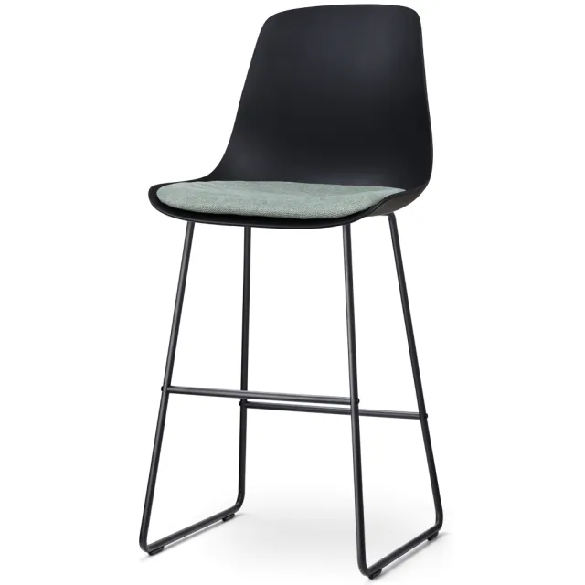 Nolon Nino-Liv barkruk zwart met zacht groen zitkussen - zwart onderstel - 75 cm