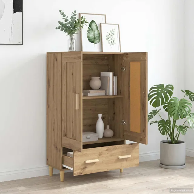 vidaXL Hoge kast Artisanaal eiken 70 x 31 x 115 cm Bewerkt hout Bruin