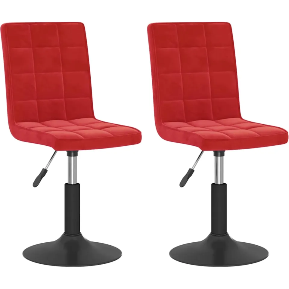vidaXL Eetkamerstoelen draaibaar 2 st fluweel wijnrood, foto 3