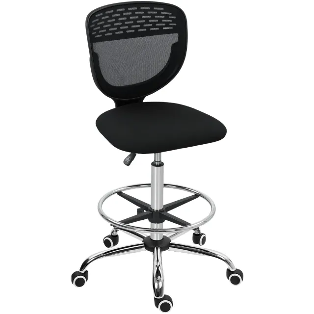 Lunpog Ergonomische bureaustoel van gaas - tekentoel - in hoogte verstelbaar en met verstelbare voetsteun - 59 x 59 x 106-126 cm - zwart Noir