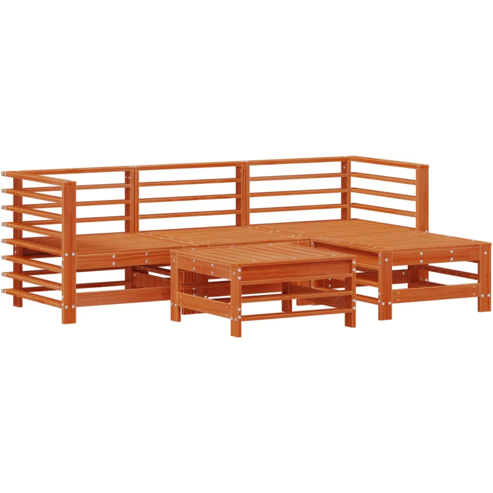vidaXL Tuin loungeset 5 st Wasbruin Massief grenenhout