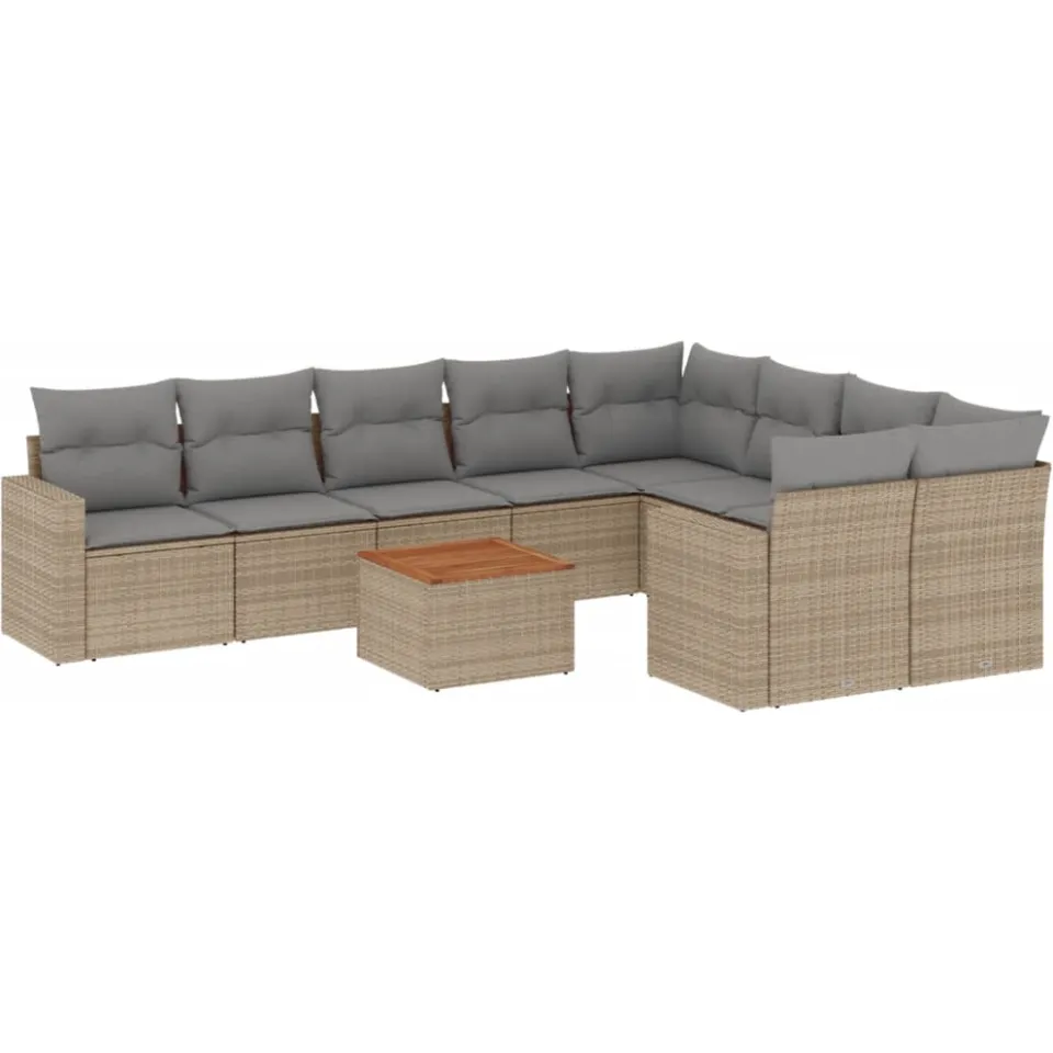 vidaXL Patio Sofa Set 9-zits Beige mix en grijs, foto 3
