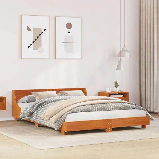 vidaXL Bedframe zonder matras massief grenenhout wasbruin 160x200 cm bruin