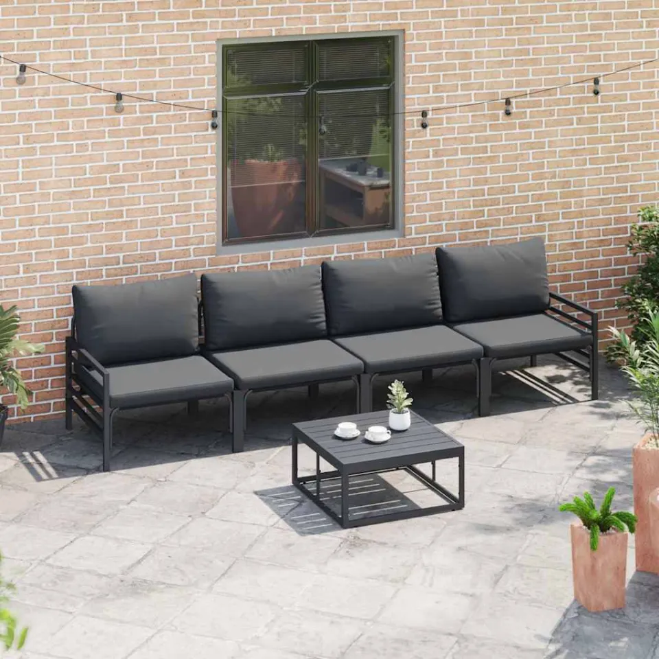 vidaXL Tuinbankenset 5 st Zwart Staal, foto 3
