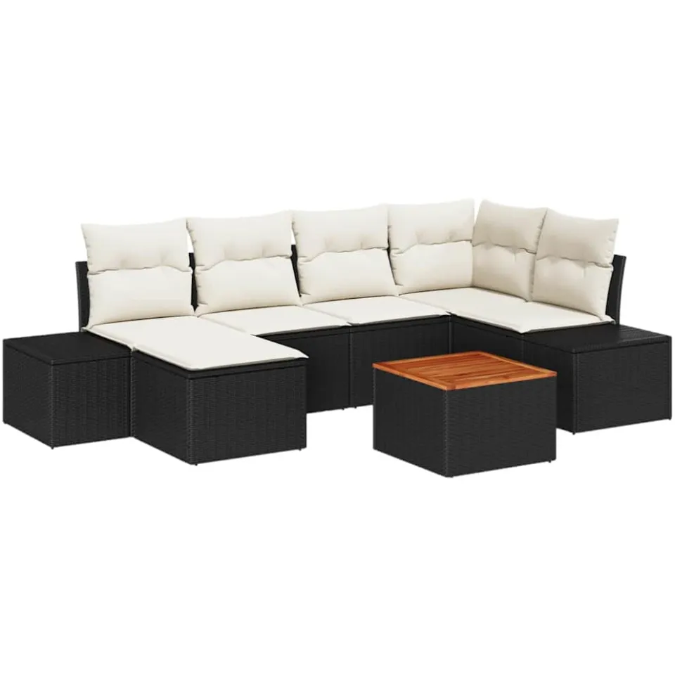 vidaXL Tuin Sofa Set 7 st Zwart en wit