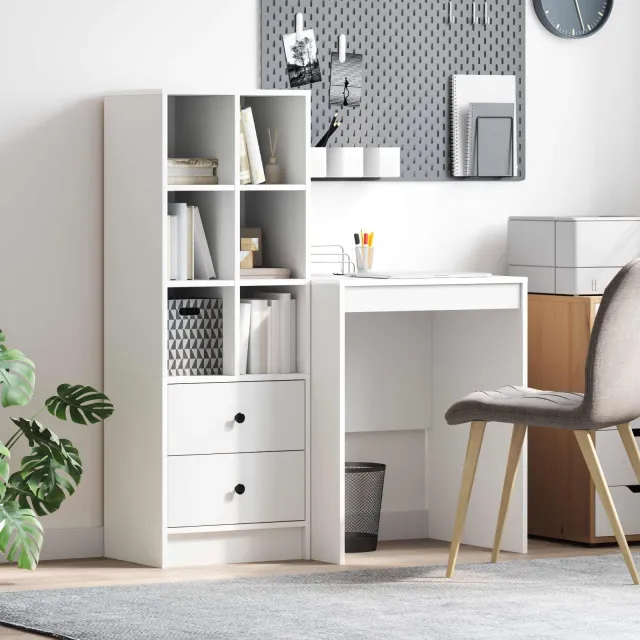 vidaXL Bureau Wit 145,5 x 40 x 127 cm 2 st, foto 2