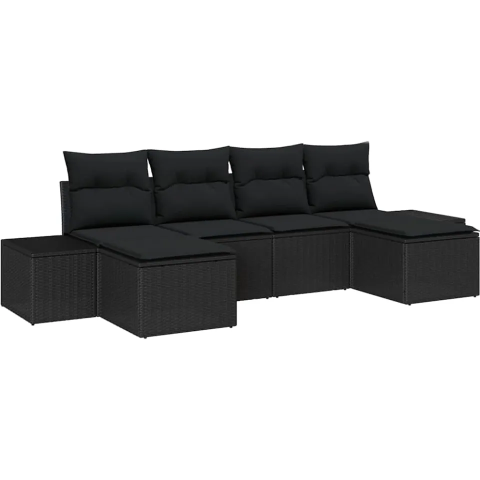 vidaXL Tuin Sofa Set 4 st Zwart poly rattan