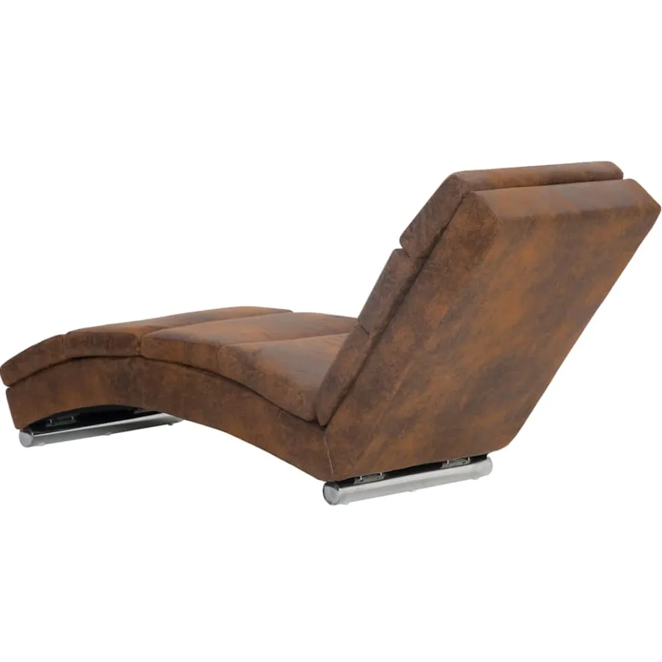 vidaXL Chaise longue kunstsuède bruin, foto 4