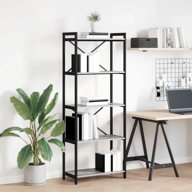 vidaXL Boekenkast 60 x 30 x 155 cm Bewerkt hout Grijs sonoma, foto 2