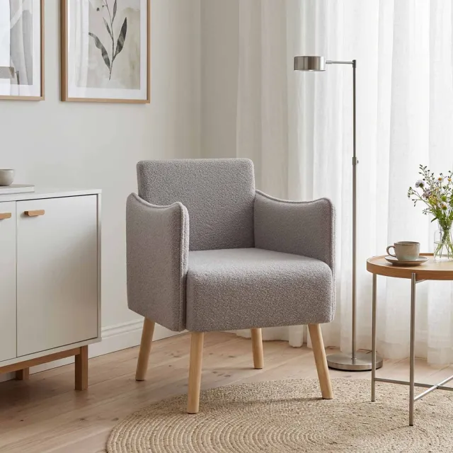 vidaXL Accentstoel Lichtgrijs Bouclé