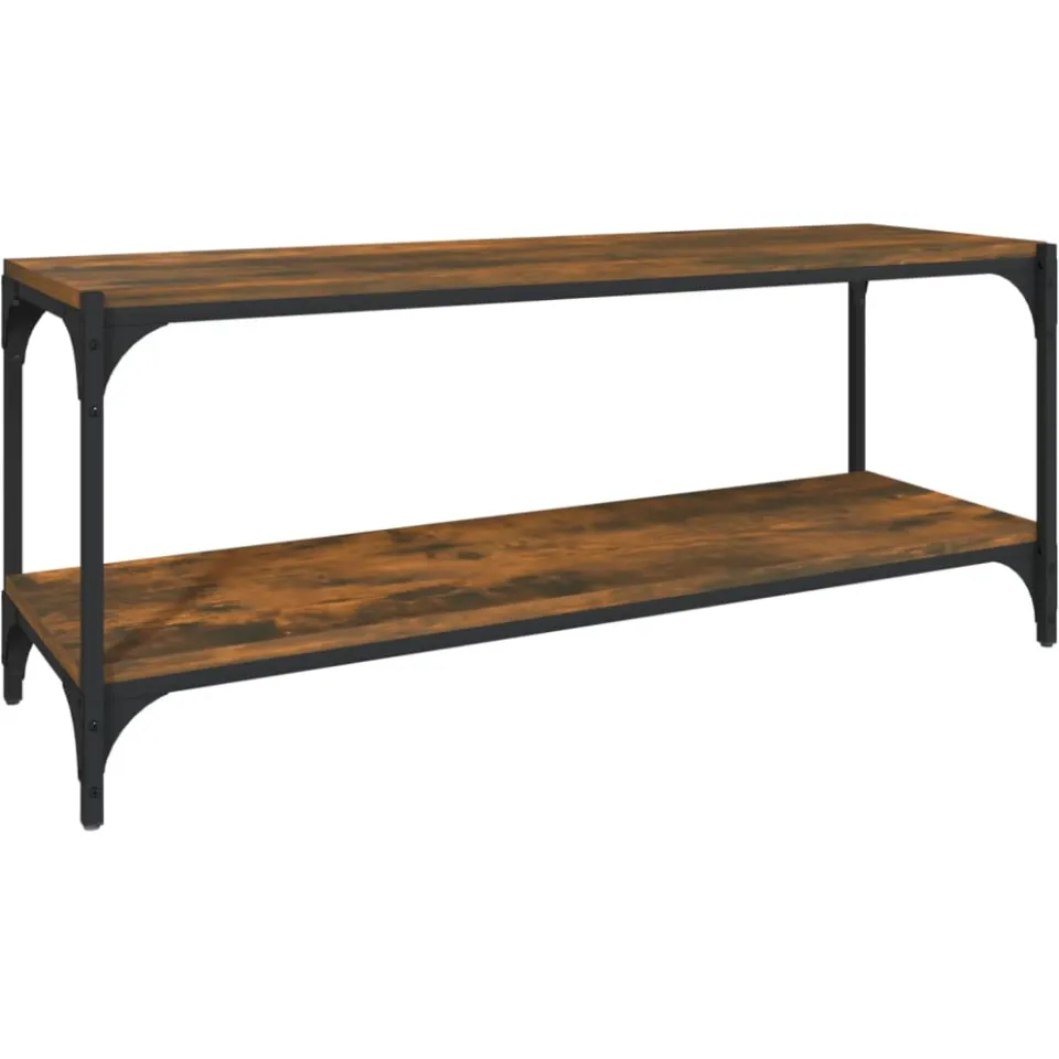 vidaXL Tv-meubel 100x33x41 cm bewerkt hout en staal gerookt eikenkleur, foto 3