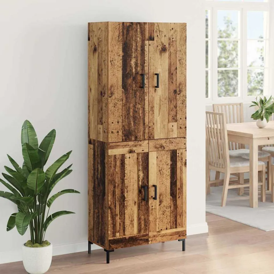 vidaXL Highboard Oud Hout 69,5 x 34 x 180 cm Bewerkt hout bruin, foto 4