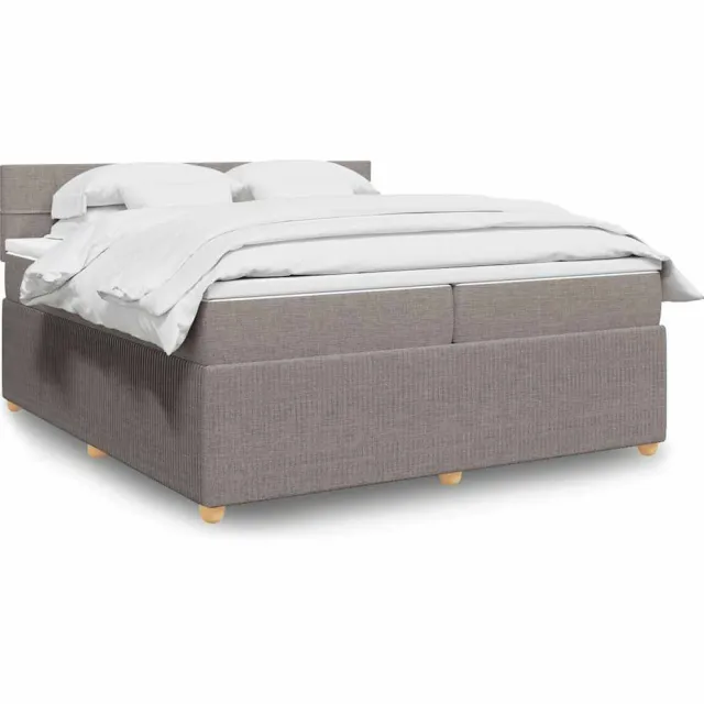vidaXL Boxspring met matras stof taupe 200x200 cm