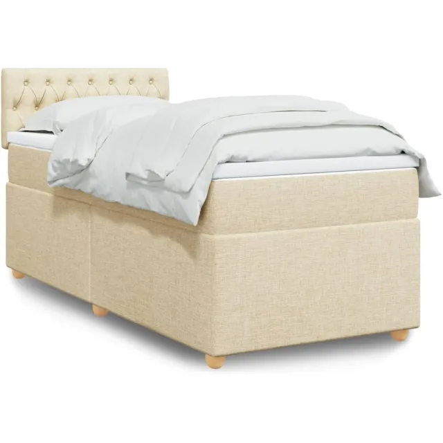 vidaXL Boxspring met matras stof crèmekleurig 100x200 cm