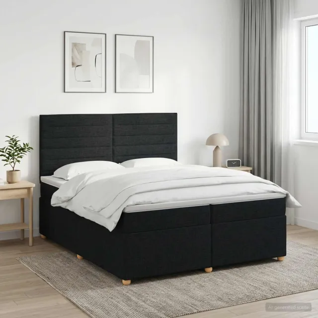 vidaXL Boxspringbed met matras met hoofdeinde Zwart 200 x 200 cm Stof