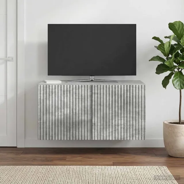vidaXL Wandbeugel TV-kast 59,5 x 31 x 30 cm Betongrijs Bewerkt hout