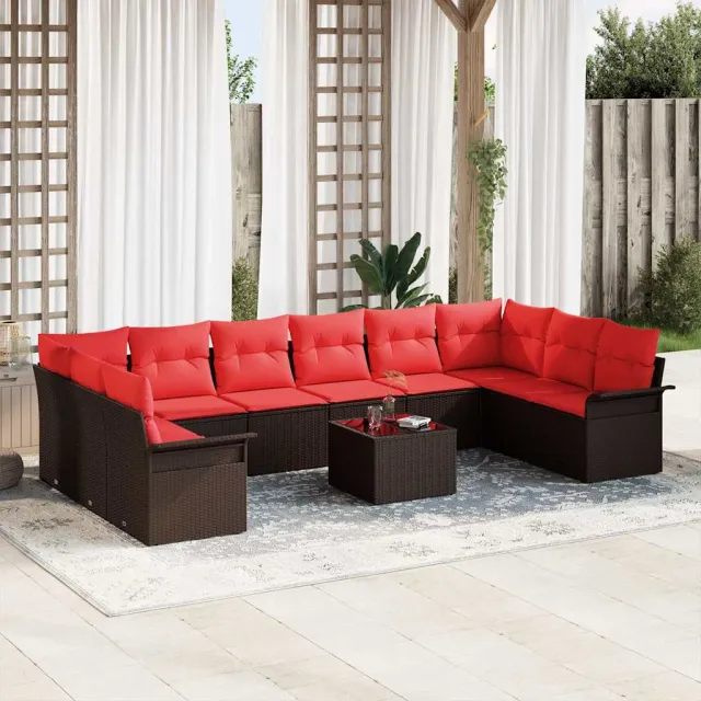 vidaXL Tuin Sofa Set 11 st Bruin poly rattan, foto 2